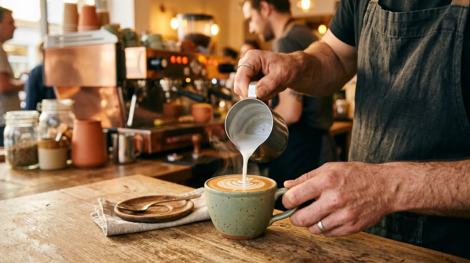 Kaffeebohnen rösten in der Trommelröstmaschine