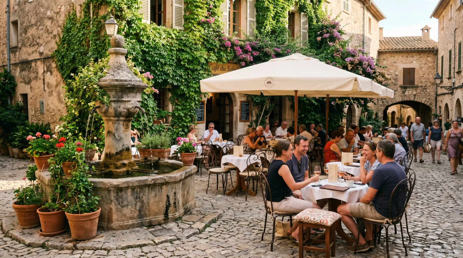 Blühender Kräutergarten hinter dem Café